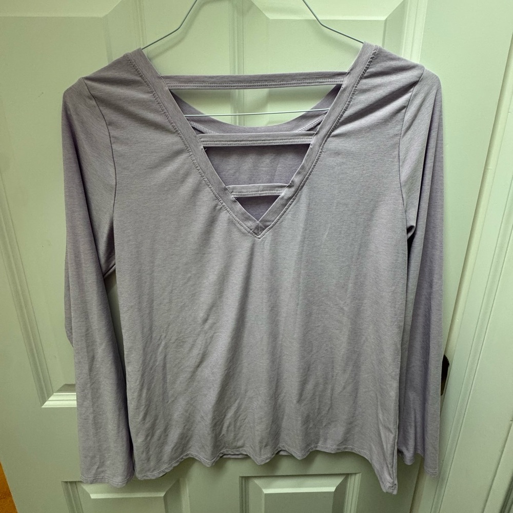Lavender Long Sleeve V-Neck Top